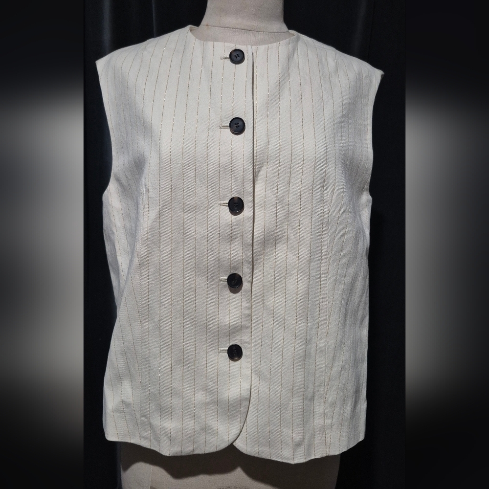 All Saints Cream Sleeveless Button-Up Top